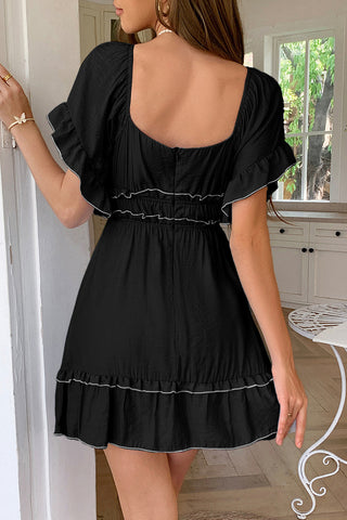 Square Neck Ruffle Mini Dress