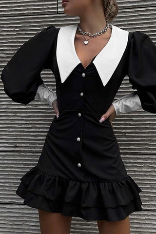 Button-Down Ruffle Hem Dress