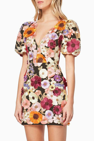 Floral Detail Evening Mini Dress