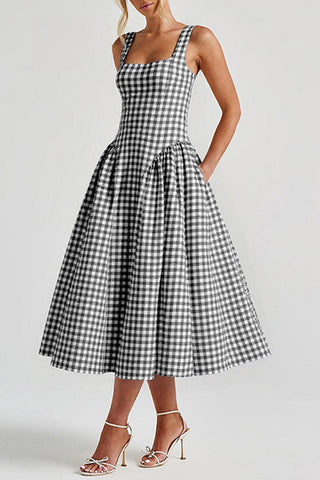 Gingham Sundress with Square Neckline