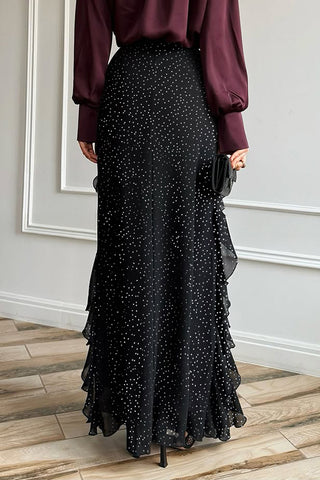 Ruffled Polka Dot Maxi Skirt