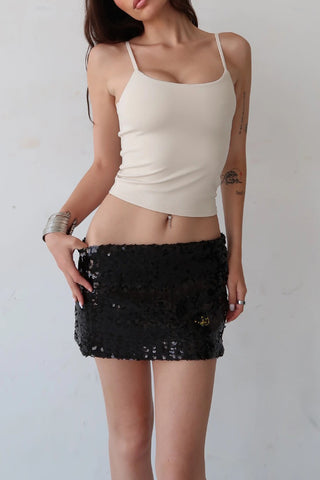 Sequin Floral Accent Mini Skirt