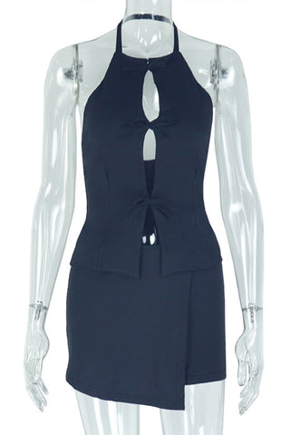 Bow-Tie Detail Skirt Set