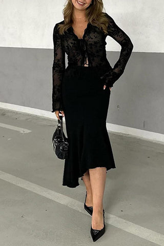 Floral Lace Sheer Blouse