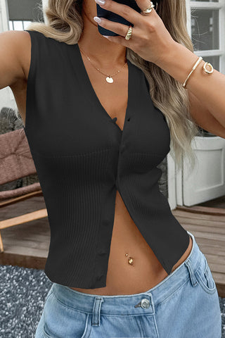 Button-Up V-Neck Sweater Vest