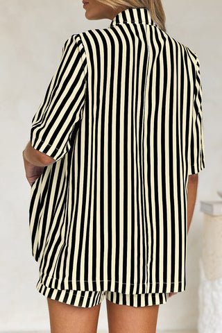 Striped Buttoned Short Set