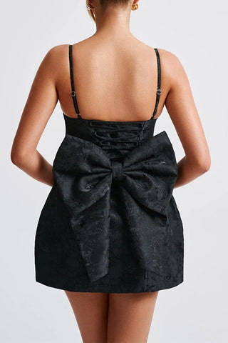 Elegant Bow-Back Evening Mini Dress