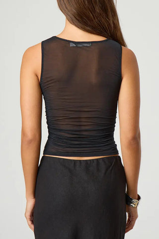 Draped Mesh Tank Top
