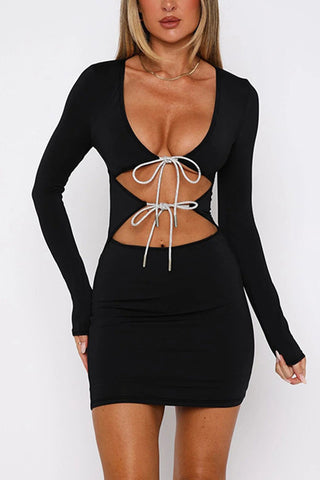 Lace-Up Cutout Mini Dress
