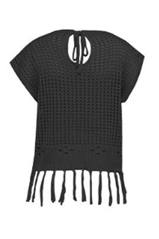Fringe Hem Knit Blouse