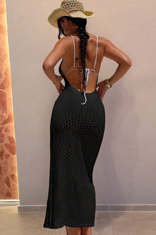 Crochet Halter Casual Dress