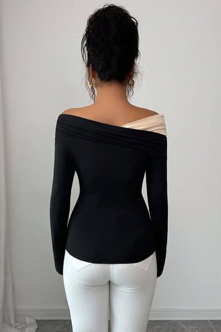 Off-Shoulder Ruched T-Shirt