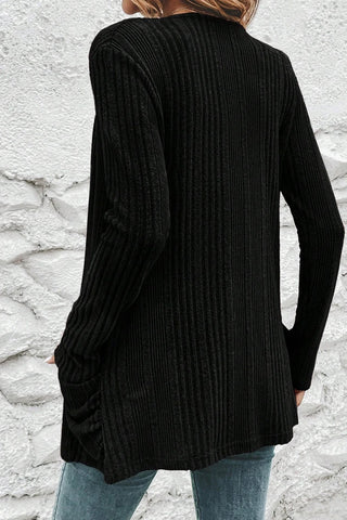 Open Front Knit Top with Pockets