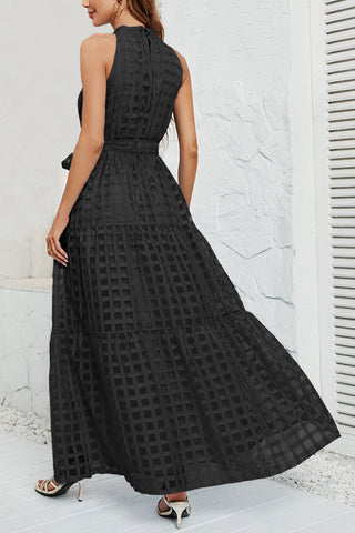 Checkered Halter Maxi Dress