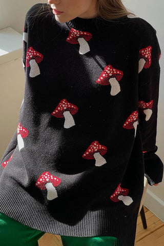 Playful Mushroom Pattern Sweater