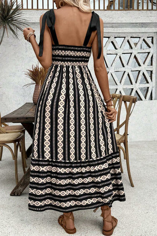 Striped Tie-Shoulder Casual Dress