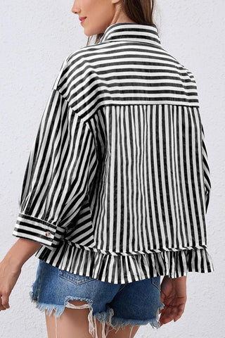 Striped Ruffle Hem Blouse