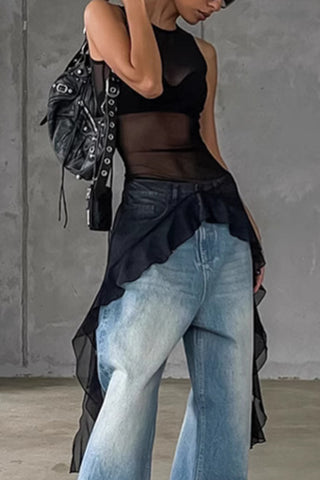 Sheer Layered Sleeveless Blouse