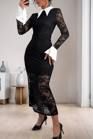 Lace Contrast Casual Dress