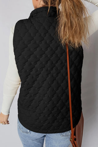 Quilted Snap Button Zip-Up Vest