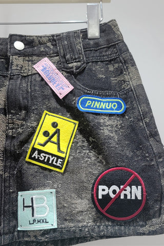 Patchwork Denim Mini Skirt