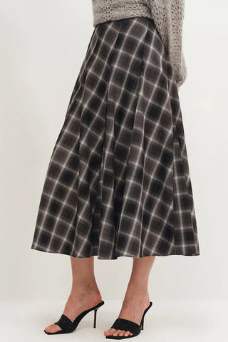 Elegant Check Midi Skirt