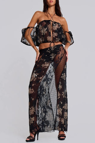 Floral Sheer Maxi Skirt