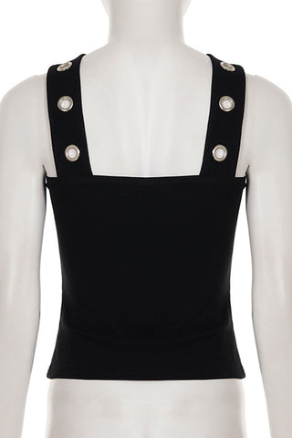 Studded Crossover Design Tank Top