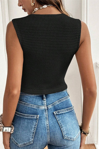 Button-Front Sleeveless Top