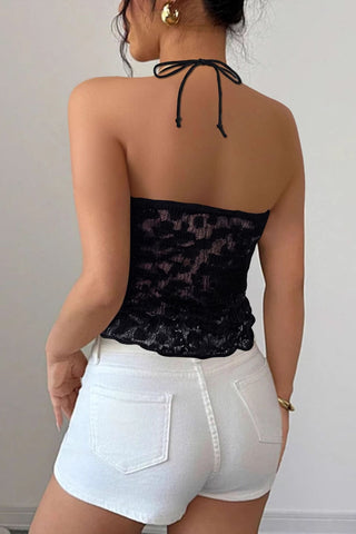 Lace Overlay Halter Tank