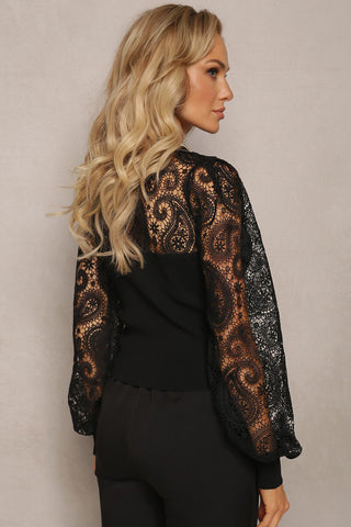 Lace Sleeve Knit Top