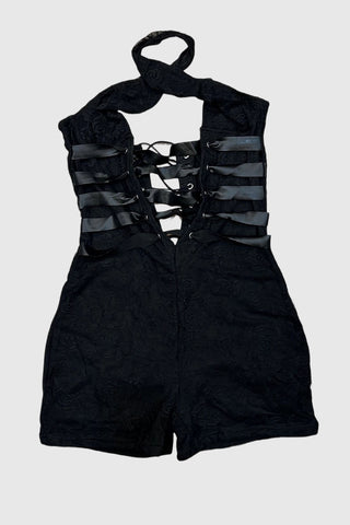 Lace-Up Halter Romper
