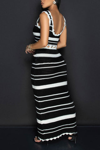 Striped Knit Skirt Set