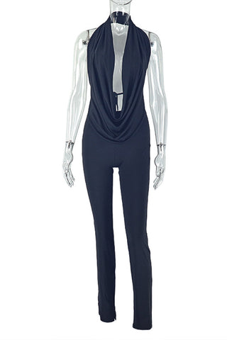 Draped Neckline Pants Set