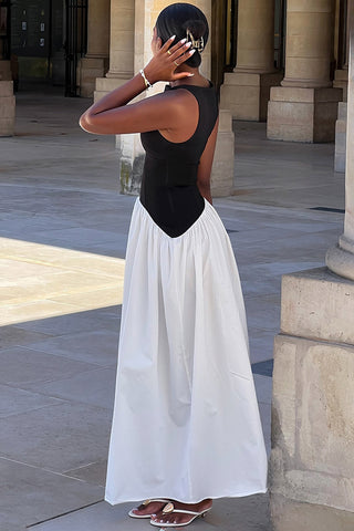 Sleeveless Two-Tone Maxi Dress