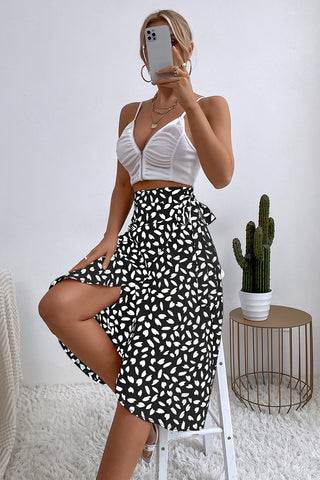Wrap Skirt with Leaf Print
