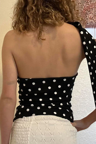 Polka Dot One-Shoulder Top