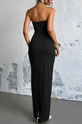 Strapless Cut-Out Midi Dress