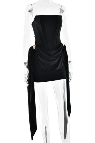 Elegant Draped Strapless Mini Dress