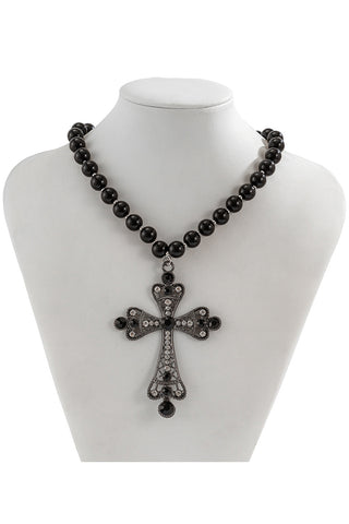 Beaded Cross Pendant Necklace