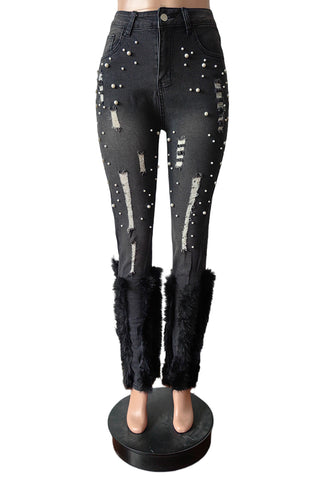 Distressed Denim Flare Jeans