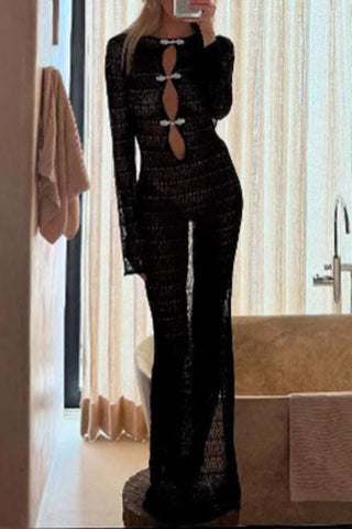 Elegant Knot-Detail Long Casual Dress