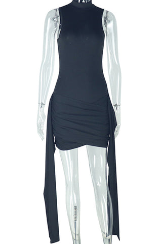 Sleeveless Draped Evening Dress