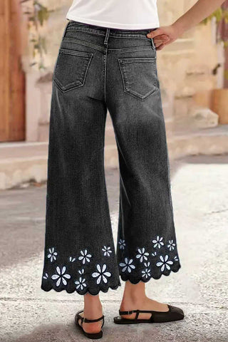 Floral Wide-Leg Jeans