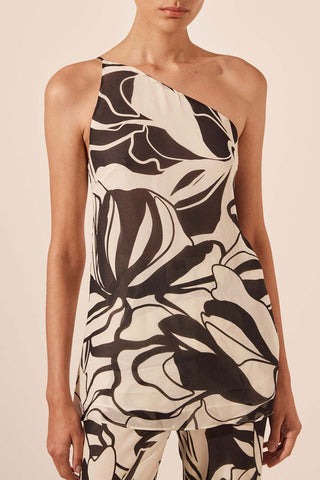 One-Shoulder Floral Pants Set