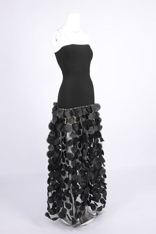 Strapless Evening Gown with Textured Skirt