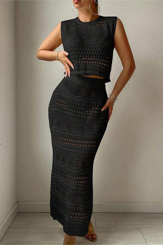 Sleeveless Knit Skirt Set