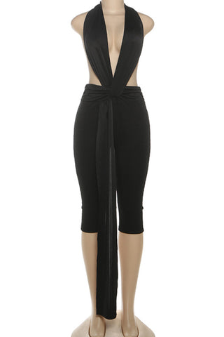 Elegant Tie-Front Halter Jumpsuit