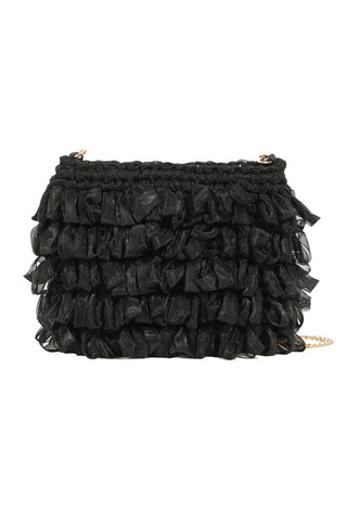 Ruffled Textured Shoulder Bag