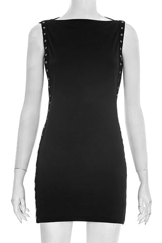 Sleeveless Grommet Casual Dress